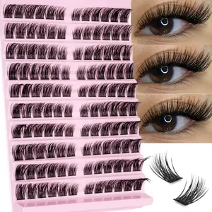 DIY Eyelash Clusters Extension, Velure/ Dense/ Cat Eye Lash Clusters, Soft & Lightweight Lash Clusters, Mixed-Length Individual False Eyelash, Natural Lashes, Cosmetic, Easy DIY Salon Look at Home Glam for Beginners, Waterproof Long-lasting