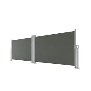 Garvee 71'' x 236'' Double Retractable Side Awning with Privacy Divider and Wind Screen, Rust-Resistant Outdoor Privacy Screen for Patio, Pool, Deck, and Backyard in Grey