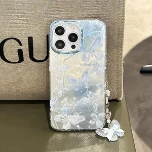 Butterfly Bowknot Fashion Glitter Protective Case Compatible For iPhone 14 12 11 17 Pro Max 15 16 13 Pro SE 2020 13 15 16 7 8 Plus XS Max XR X Girl Pendant Phone Cover Cases