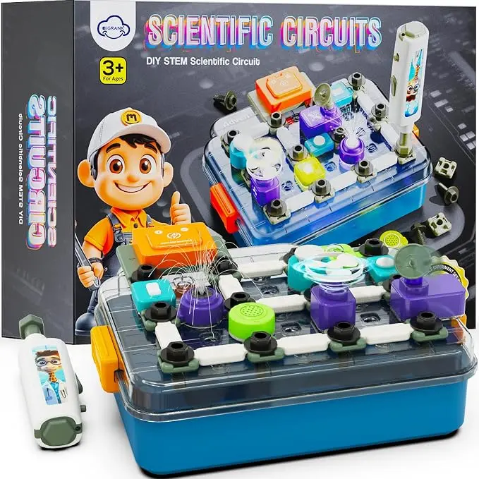 Children's Space Circuit Electronic Kit Toy: 50+ projects, 46+ components - Educational STEM science toy for children over 3 years old. The perfect Easter birthday party gift. Suitable for boys and girls.