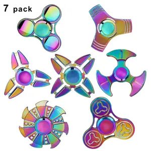 WELLVO Metal Fidget Spinner for Kid Adult,Sensory Hand Fidget Toy 7 Pack-Anxiety Toys Stress Relief Reducer-Party Favors,Return Gifts for Kids Birthday,Goodie Bag Stuffers,Classroom Prizes star mie gyro fidget