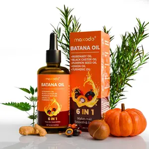 Maxodo 6-in-1 Essential Hair Oil - 100% Pure Vegan Organic Rosemary, Castor, Pumpkin Seed, Batana, Jojoba & Turmeric Oils, Natural Haircare Moisturizer, Hydrating Repair for Scalp Health, Thicker Fuller Hair, Daily Conditioner Cleanser, Christmas Gift, Re