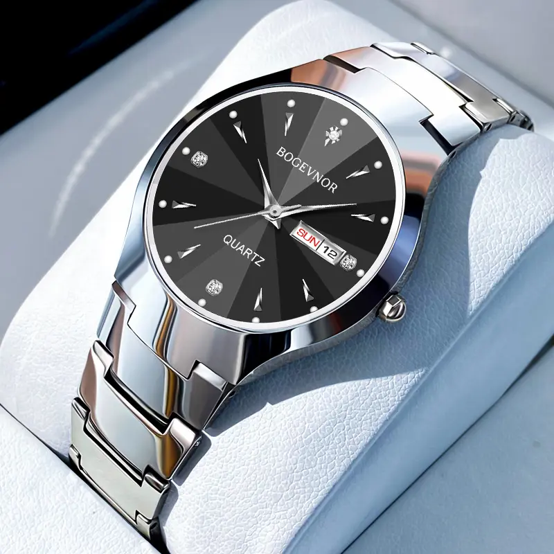 Men's casual and business round dial quartz watch, party fashion watch, daily clothing decoration, versatile trendy birthday gift watch