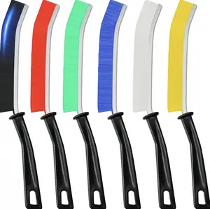 6-pack colorful crevice cleaning brushes - soft bristles, long handle, suitable for kitchens, bathrooms, etc., ergonomic design, suitable for small spaces - comes with location stickers for easy use