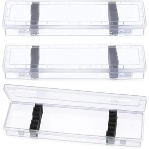 3 Pcs Paint Brush Storage Containers with Foam Inserts, Paint Brush Organizers Holders Portable Drawing Tool Case Small Storage Container for Pens with 6 Foam Inserts, Translucent, 13.8 x 3.5 x 1.6 In