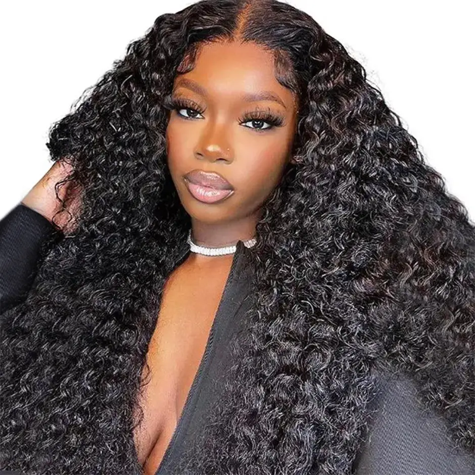 FORGIRL FOREVER 13x4 Kinky Curly Lace Front Wig Pre Plucked Afro Deep Curly Human Hair HD Transparent Lace Frontal Glueless Wig With Natural Hairline