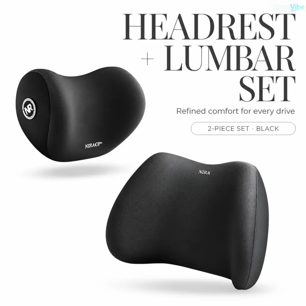 Car Neck Pillow Lumbar Support Set Ergonomic Memory Foam Driving Fatigue Relief Universal Fit for Car Office Home Auto Interior Accessories