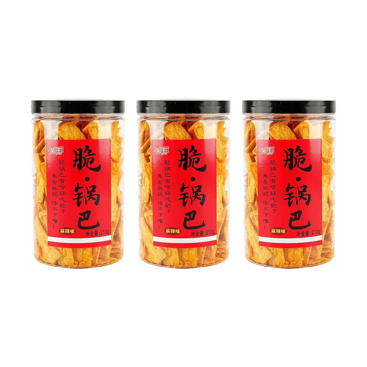 KAQUCI Spicy Crispy Rice Snacks - 3 Pack (210g Each) - Authentic Sichuan Flavor, Crunchy & Delicious