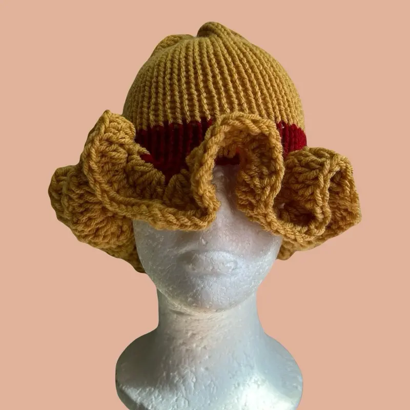 One Piece Luffy Straw Hat Anime Manga Crochet Ruffle Hat for Fans of the Series