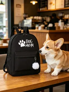 Dog Mom Paw Print Backpack, Casual Minimalist Design, Ample Storage, Unisex, All Seasons, Perfect for Daily Use, Outings, Travel, Birthday Gift