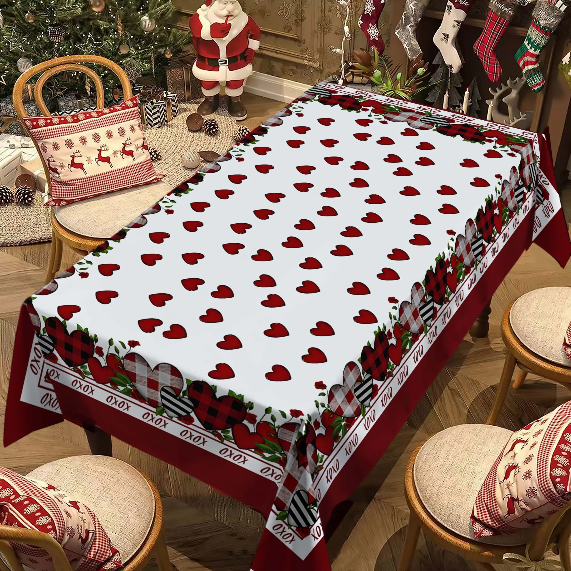 Valentine's Day Tablecloth Heart Pattern, Couple Party Dinner Decoration, Best Valentine's Gift, Holiday Occasion Decor