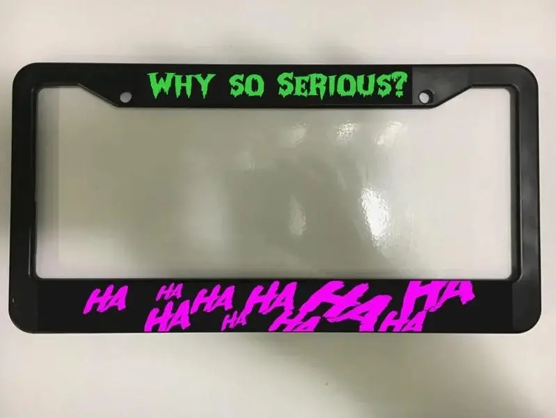 [Movie Villain Humor Style] Joker Why So Serious License Plate Frame, Funny Novelty Car Tag Holder, Aluminum Vehicle Accessory, Comic Inspired Auto Decor Gift for Fans