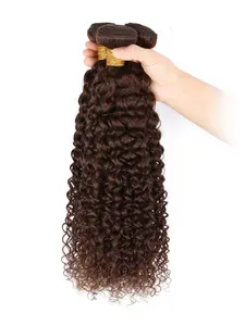 4PCS 4#-JC Jerry Curly Human Hair Bundles, Medium Brown Brazilian Hair