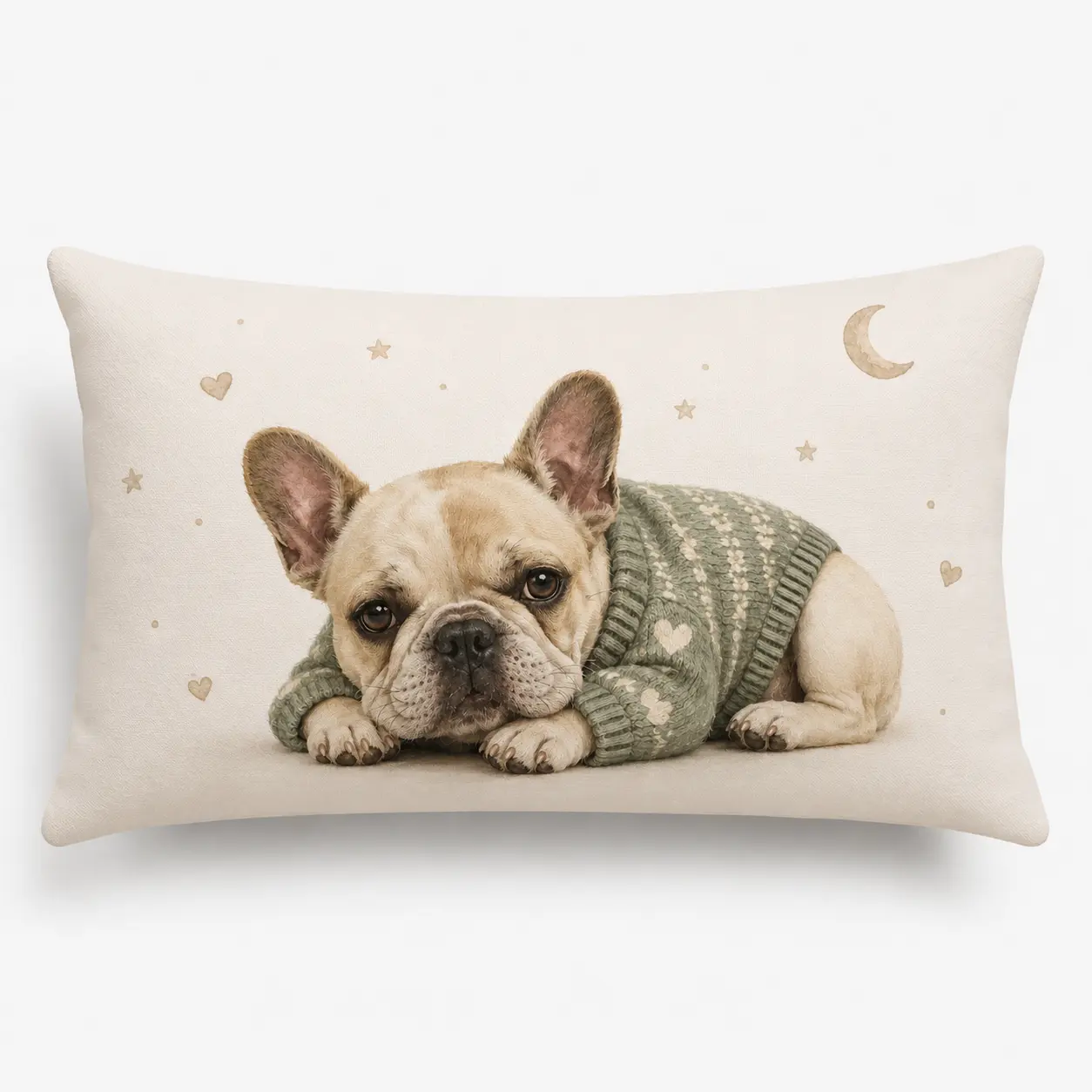 French Bulldog Lumbar Throw Pillow, 12×20 Inch Cozy Frenchie Decorative Pillow, Soft Polyester Dog Accent Pillow for Sofa, Bed & Chair, Gift for Dog Lovers