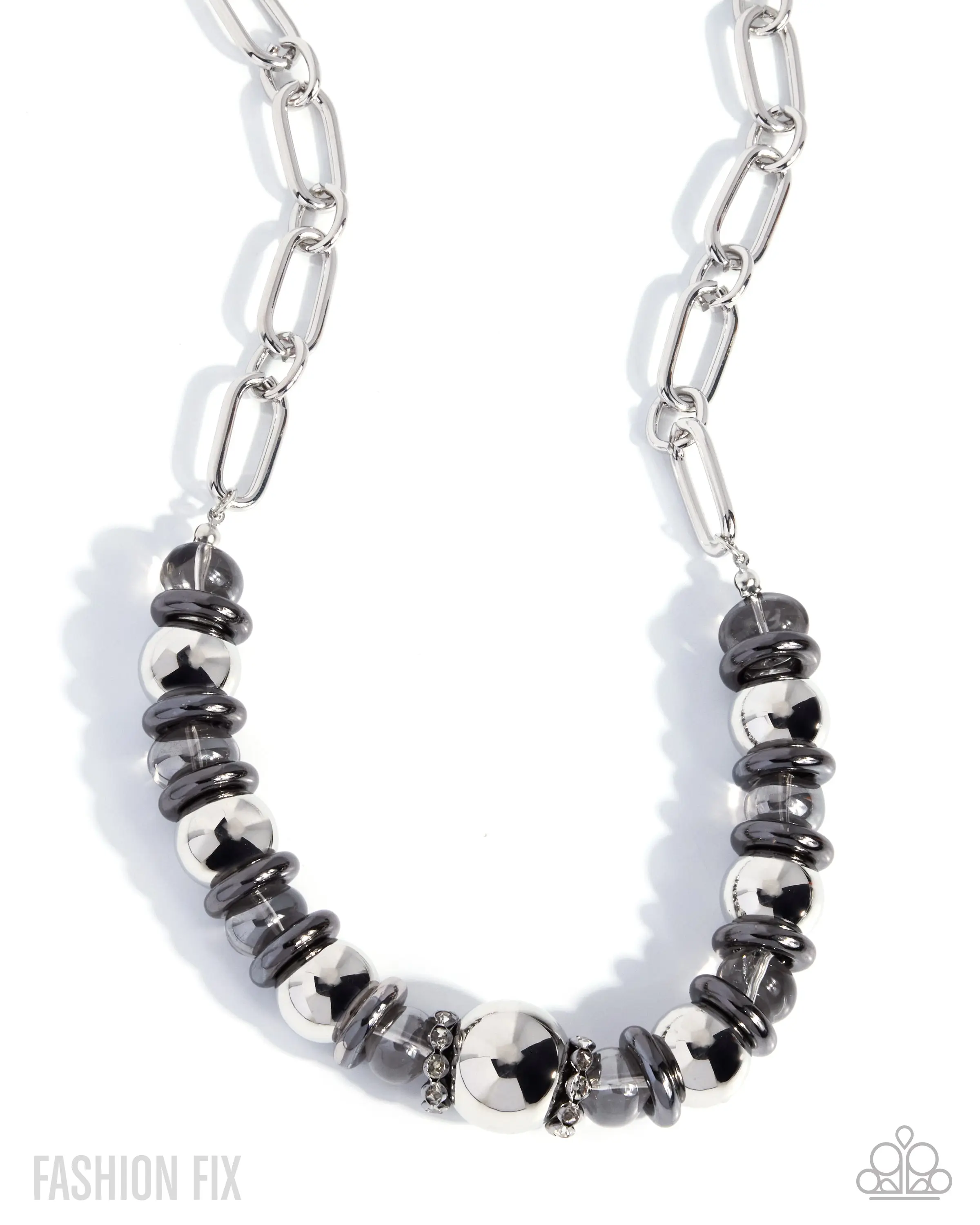 Moody Melody - Multi Silver Gunmetal Mixed Metal Short Necklace - Paparazzi - Fashion Fix  August 2026