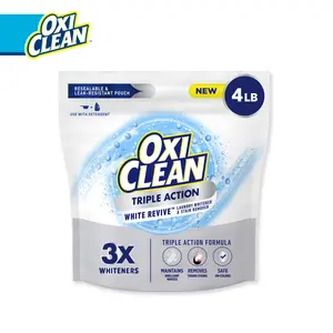 OxiClean Triple Action White Revive Laundry Whitener and Stain Remover Powder, 4 lbs, Use with Detergent, Whitens and Brightens Clothes, Removes Tough Stains, Color Safe, Chlorine Free
