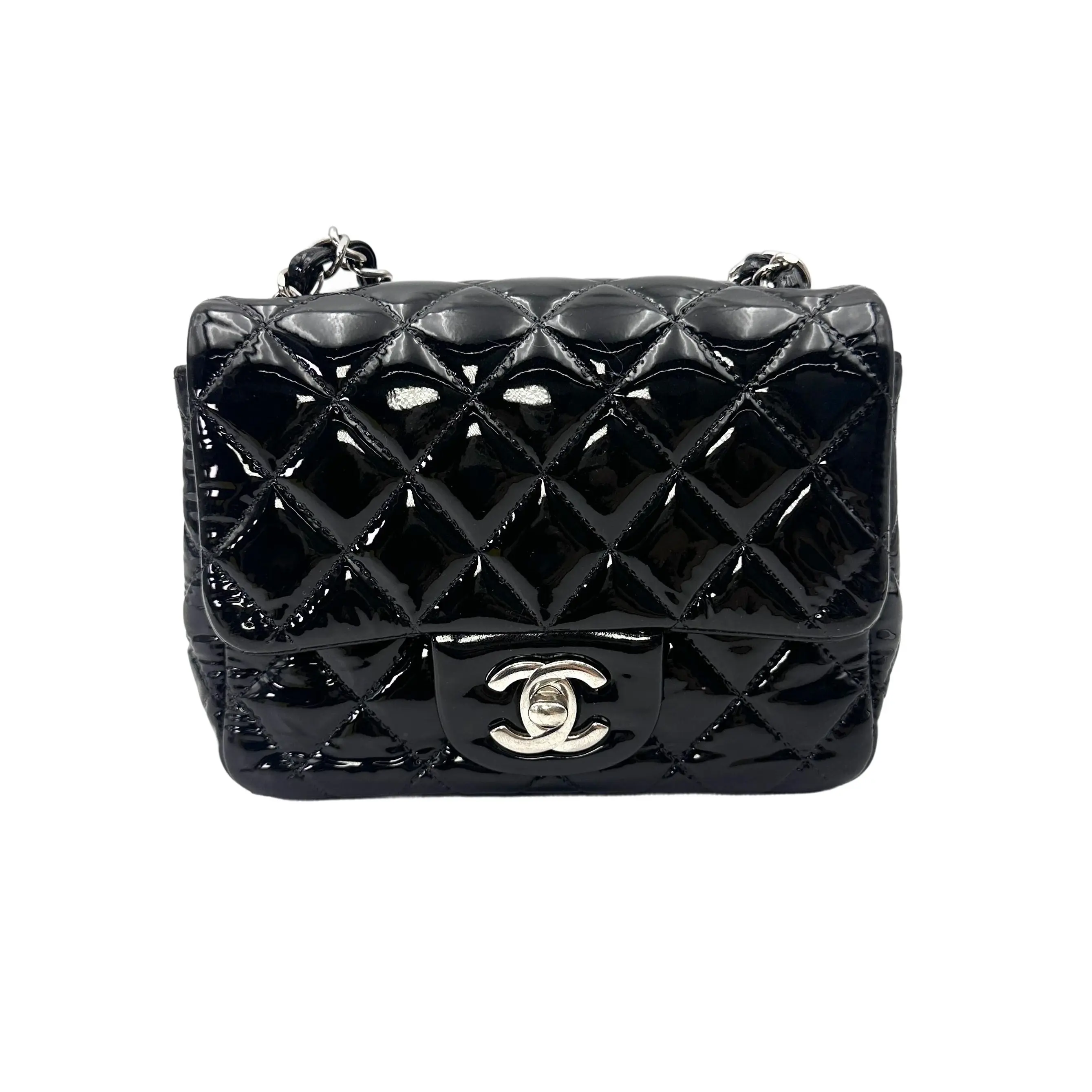 Pre-owned CHANEL Patent Crossbody Bags Black Quilted Mini Square Flap Bag(19***43) CC2459