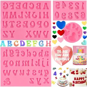 4 count Letter Molds for  Covered Strawberries, Uppercase Lowercase Alphabet Number Fondant Mold for Making Candy, Biscuit, Tray,Cake Decorations