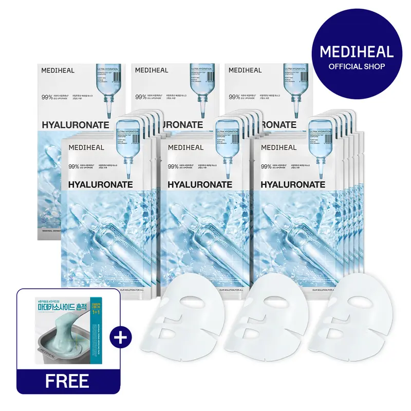 [MEDIHEAL] 30-Day Moisture Barrier Skin Recovery Mask Set | Deep Hydration, Barrier Care & Long-Lasting Moisture | Hyaluronic Acid + Panthenol | Sheet Masks x30ea | Korean Skincare