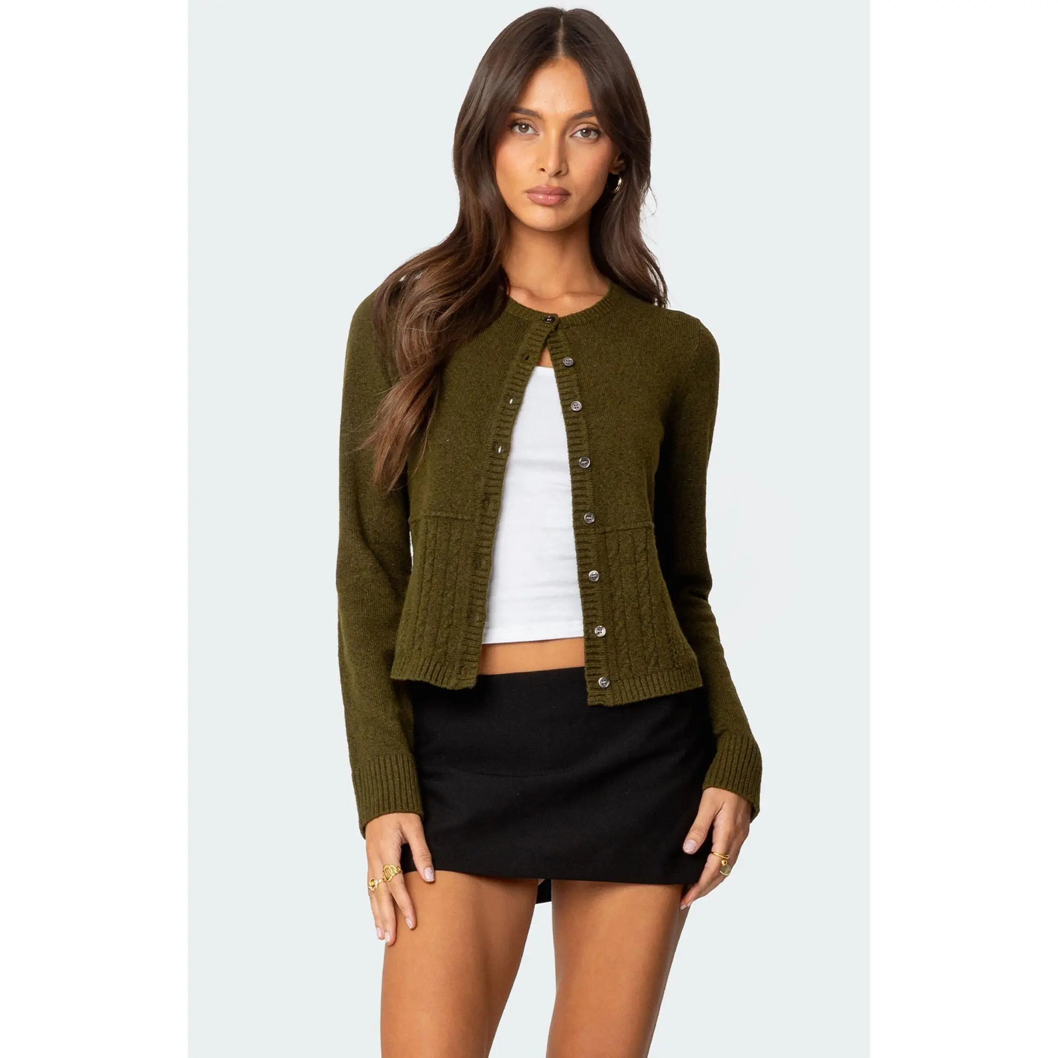 Edikted Women's Half Cable Knit Cardigan