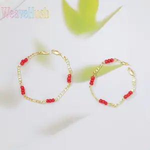 18K Gold Plated Faux Agate Beaded Splice Bracelet for Women, Trendy Design Sense Fashion Jewelry, Stylish Versatile Stackable Charm Bracelet, Elegant Lightweight Daily Wear Accessory, Perfect Gift for Holiday & Party Occasions