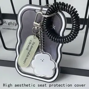 Transparent Card Case Student Bus Campus Meal Card Holder, 3 Inch Polaroid Card Case, Spring Pendant Keychain, School ID Wallet, Bus Cards, Accessory