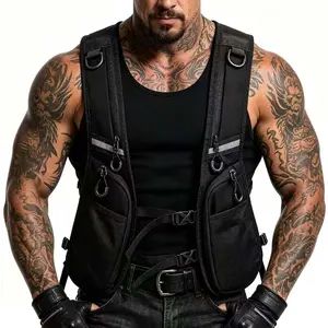 Unisex Lightweight Sports Tank Top, Phone and Water Bottle Pockets, Adjustable Straps, Zippered Pocket, Mesh Back Design, Nylon Material, Sports Vest