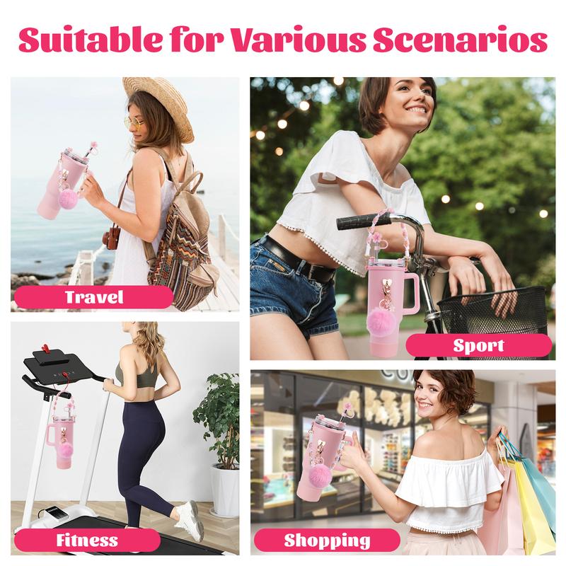 Stainless Steel Vacuum Insulated Cup with Handle and Straw for Children's Women Valentine's Day Birthday Gifts Set, Keep Cold, Hot & Ice, Portable Drinkware Tumbler Water Bottles, Bottled, Flasks funny Tumbler Drinkware Tea Iced Tea girl gifts friendship