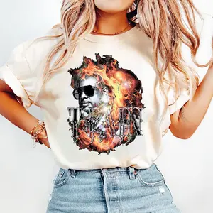 T-Pain Flames Portrait T-Shirt, Tour Merch Graphic Tee, Hip-Hop Fan Shirt, Gift for T-Pain Fans