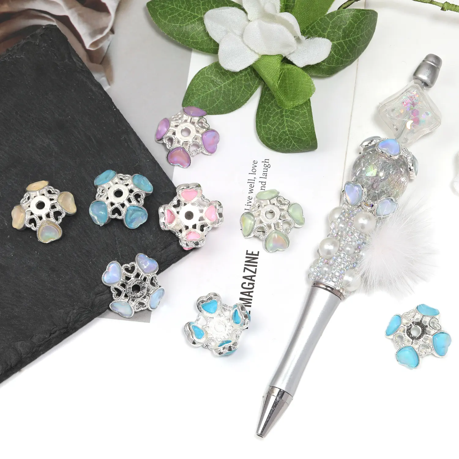 [B108]UV plated colorful lotus petals(and other things)  DIY handmade beads
