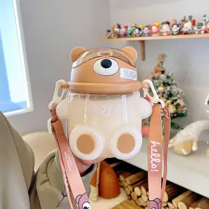 Brown Bear Water Bottle with Strap