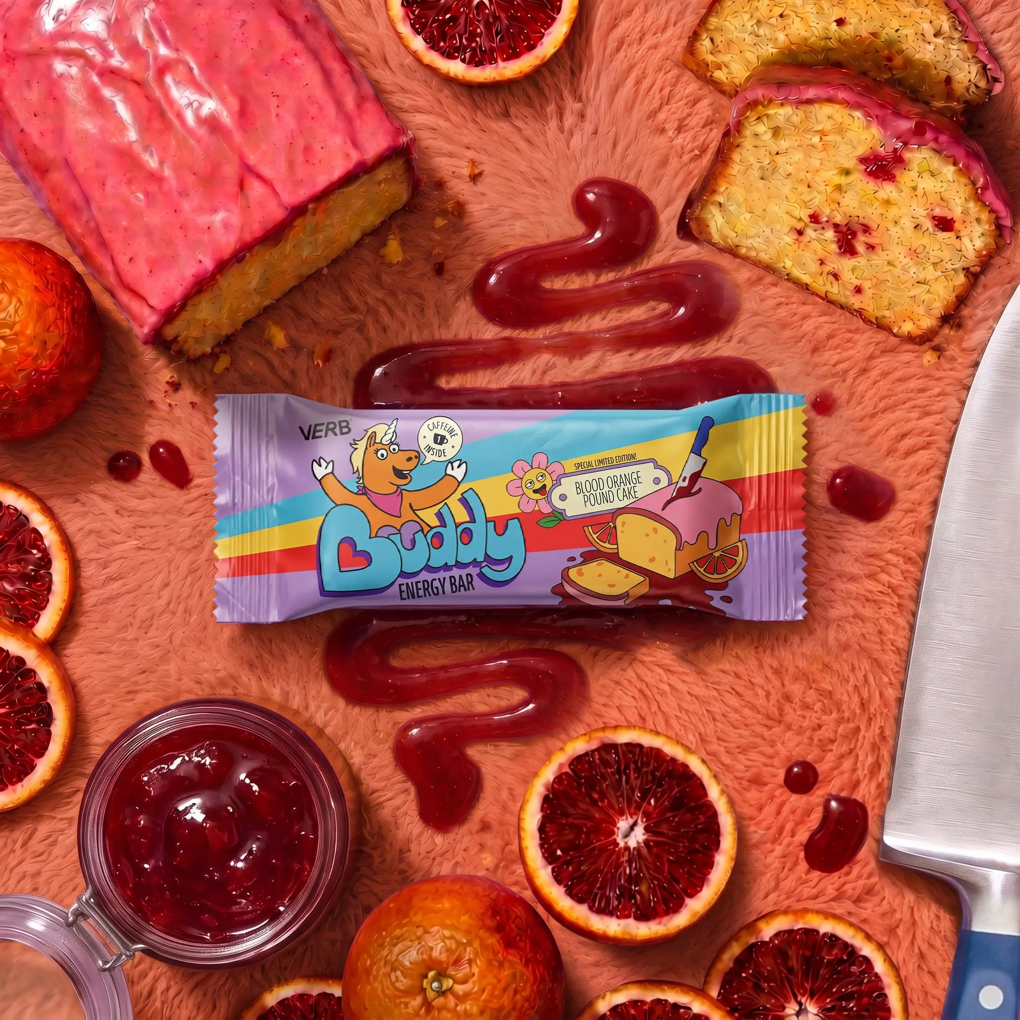 VERB X BUDDY - Blood Orange Poundcake - Caffeinated Energy Bar