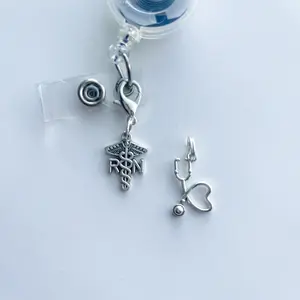 RN Nurse Badge Reel Charm Stethoscope Microscope Lanyard Charm Nurse Doctor Badge Charm Purse Charm Backpack ER