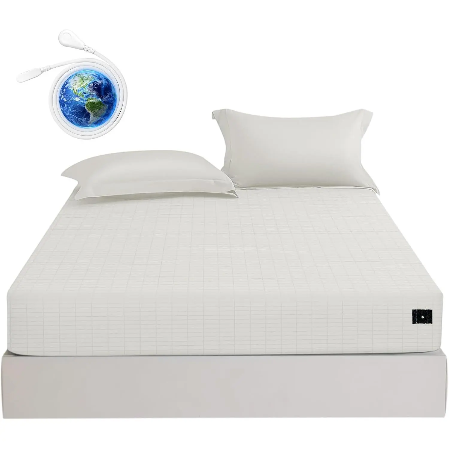 Grounding Sheets  Size  Cotton for  Sleep , Deep Pocket Grounding Fitted Sheets Includes Grounding Cord (Beige,  -60"x80"x14")