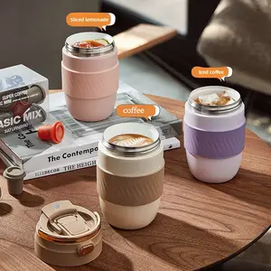 Ceramic Lined Coffee Mug With Lid Double Wall Insulation For Hot Cold Drinks Durable Office Mug