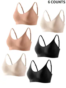 Women's Solid Wireless Bra, Soft Comfortable Breathable Push Up Bra, Women's Lingerie for Daily Wear, Wireless Padded Bra, Wirefree Bra, Solid Basic Bra