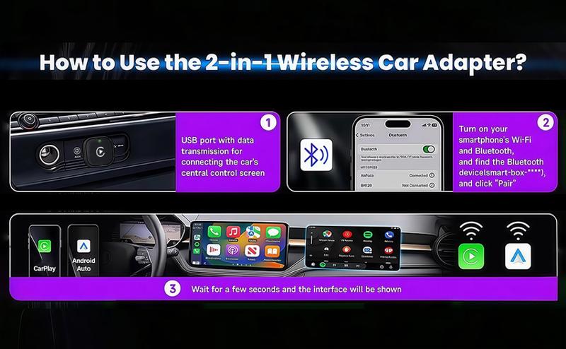 2026 Wireless carplay Adapter for iPhone/Android - Fast Connection,No Latency,Hands-Free Call wireless adapter Electronic Charger carplay dongle