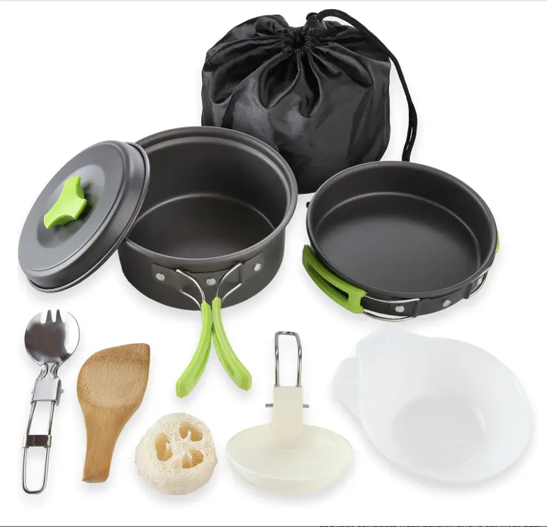 Camping Cookware Mess Kit for Backpacking Gear – Camping Cooking Set - Camping Pots and Pans Set - Backpacking Stove/Portable Stove Compatible - Camp Kitchen Equipment Accessories Pot