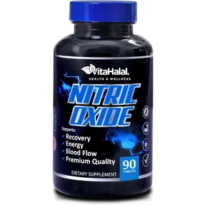 VitaHalal Nitric Oxide Supplement - Powerful Nitric Oxide Booster for Men to Support Blood Pressure, Healthy Blood Flow, Supplement for Men - Natural Energy Boost, L-Arginine Non-GMO Capsules Adult GMO Free Gluten Free Fitness Dietary Healthcare