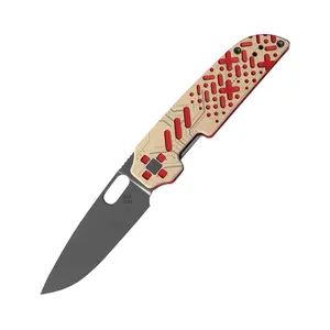 Kizer Gray Nitro-V Red & White G10 Handle V3637A3