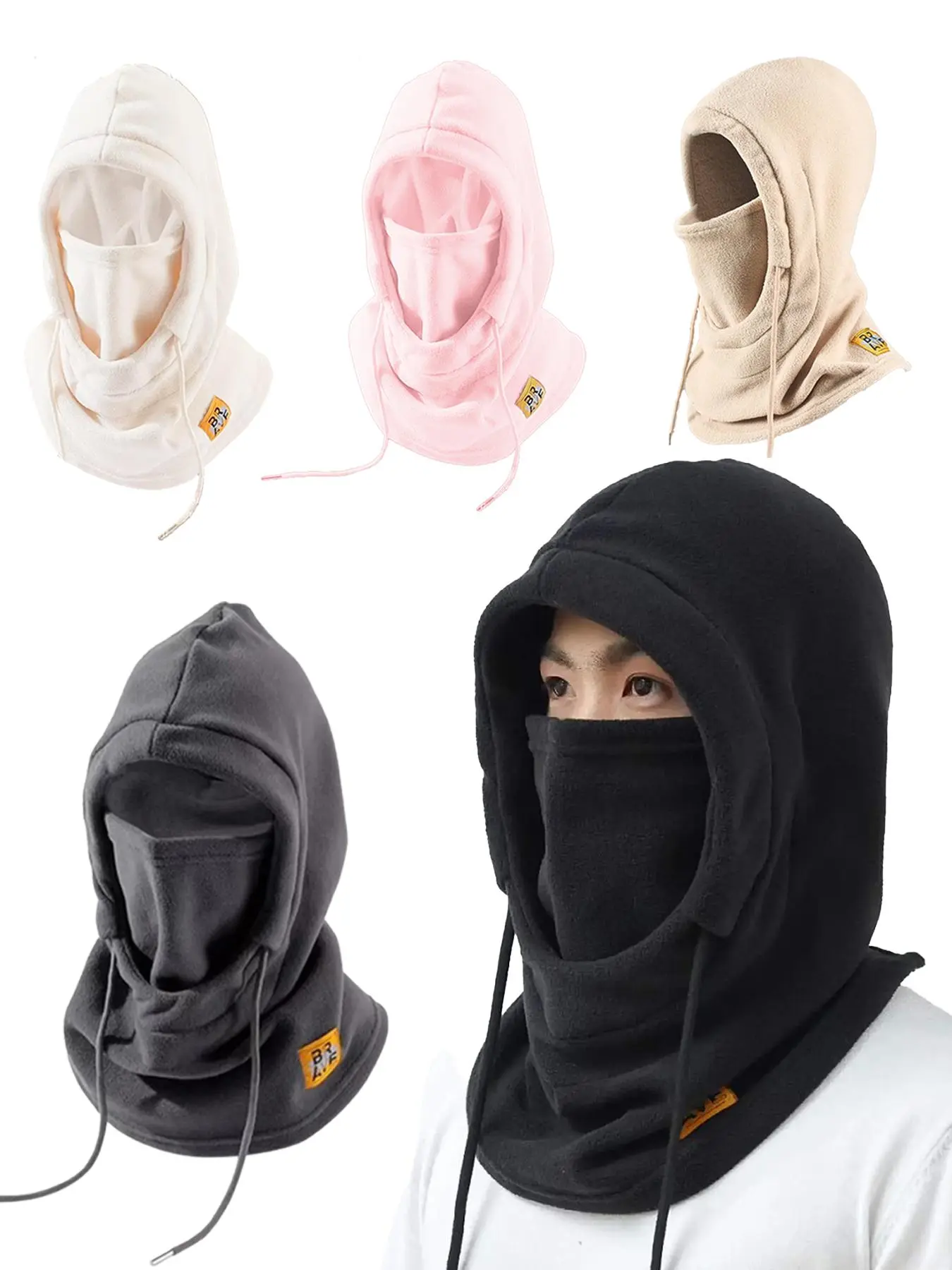 Unisex's Winter Windproof Hat, Outdoor Cycling Warm Hood Scarf Mask Hat, Plain Street Style Balaclava, Fall & Winter Essentials, Outdoor Hats, High Quality Hat, Head Cover, Outdoor Headwear