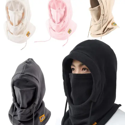 Unisex's Winter Windproof Hat, Outdoor Cycling Warm Hood Scarf Mask Hat, Plain Street Style Balaclava, Fall & Winter Essentials, Outdoor Hats, High Quality Hat, Head Cover, Outdoor Headwear