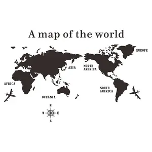 Self-Adhesive Removable Acrylic World Map Wall Decal Stickers with Mirror Surface - Glossy Self-Reflecting World Map Wallpaper Suitable for, Office, Cafe - Easy Peel & Stick Installation, Irregular Continent Shape
