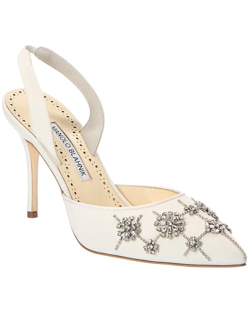 Manolo Blahnik Ralyne 90 Satin Slingback Pump