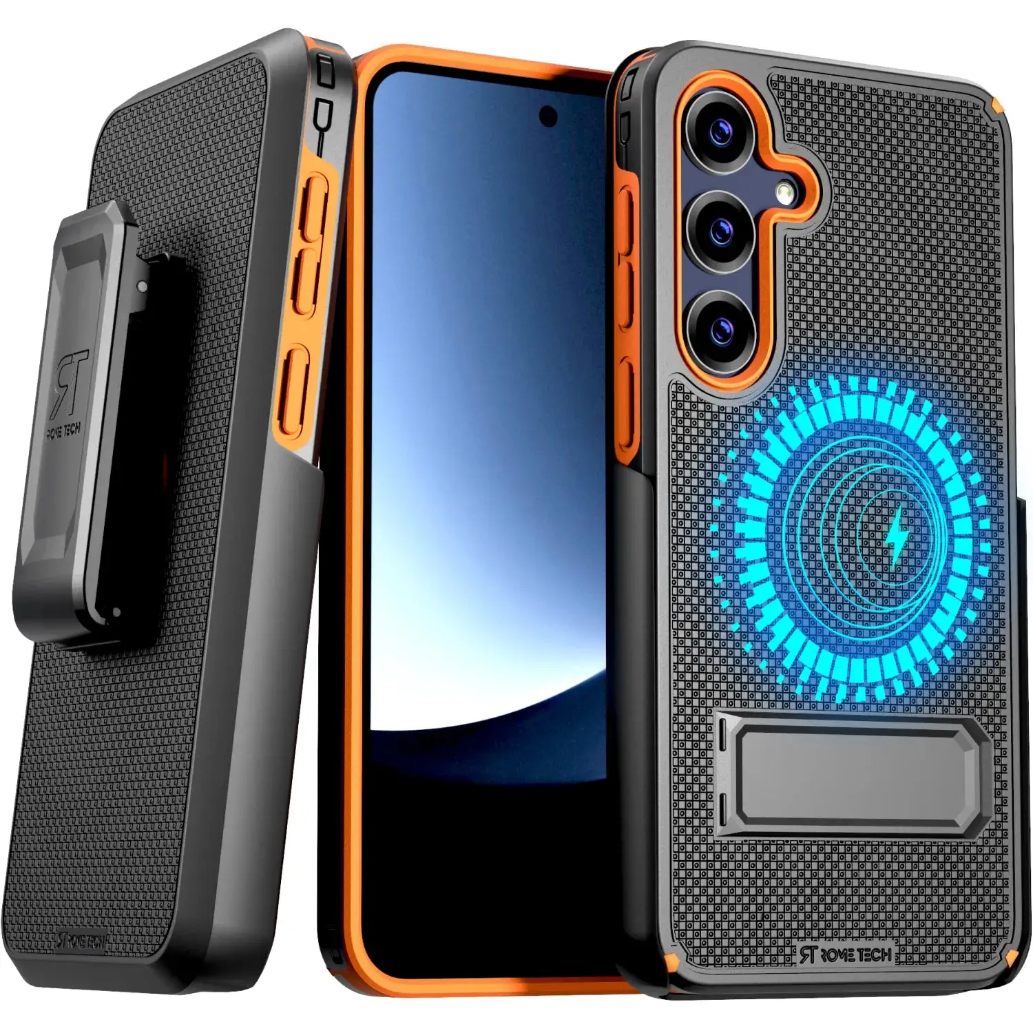 Rome Tech MagSafe Holster Phone Case for Samsung Galaxy S25 – Rugged Dual-Layer 360° Drop Protection with MagSafe Compatibility, Built-In Belt Clip & Foldable Kickstand, Raised Bezel Screen & Camera Protection