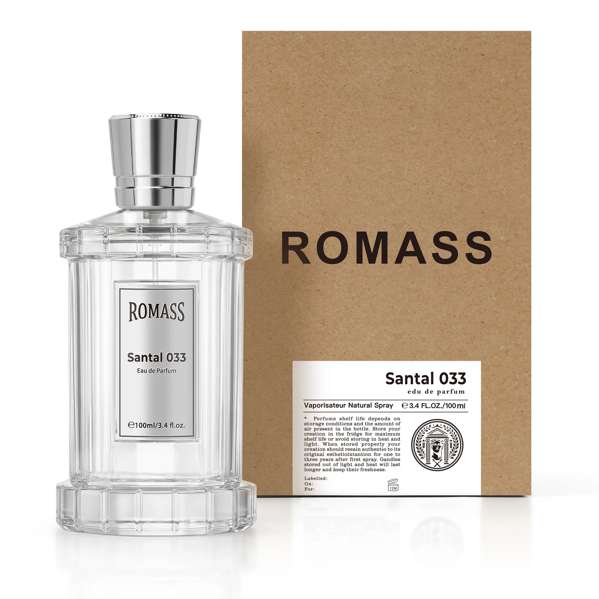 ROMASS Santal 033 Unisex EDP Parfum Spray 100ML Aromatic Woody Fragrance with Cardamom Violet Cedarwood Sandalwood Vetiver Musk Leather Violet #Summervibes summerwins