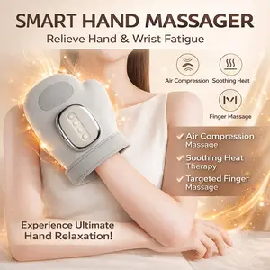 Smart Hand Massager with Heat, Air Compression & Finger Massage, 3 Modes 5 Intensity Levels, Cordless Rechargeable Hand & Wrist Massager for Home Office Travel