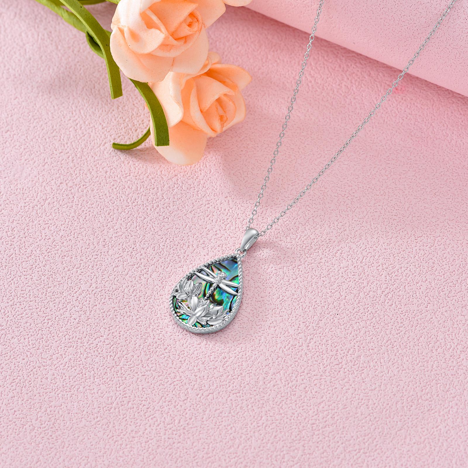 MEIDERBO S925 Sterling Silver Dragonfly  Lotus Flower Necklace  Jewelry Gifts for Women Mother Sister Friends