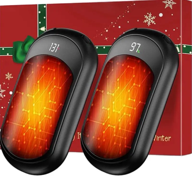 Fussion AI 2-Pack Rechargeable Hand Warmers 6400 mAh Battery 3 Temp Settings Fast Heating Portable 10-Hour Life for Skiing Hunting Golf Camping Christmas Gift