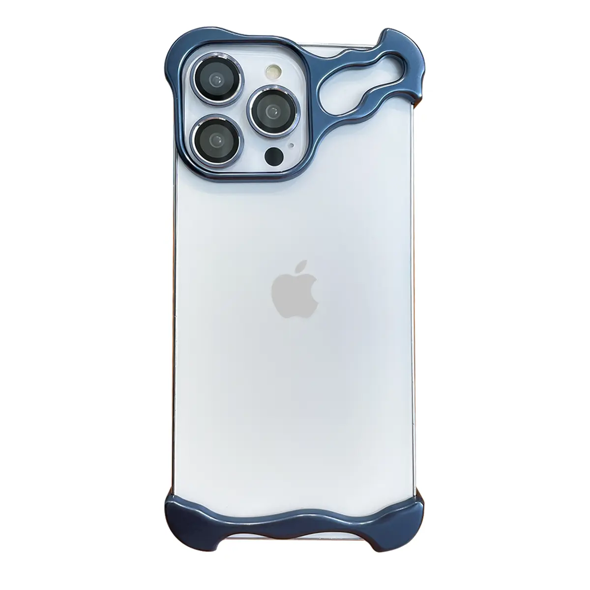 Metal special-shaped true edgeless case for iPhone 13 -15 black set (lens sticker + alcohol bag + extra set of glue + packaging box)